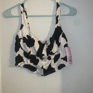 NEW WITH TAG Cow print bustier style crop top